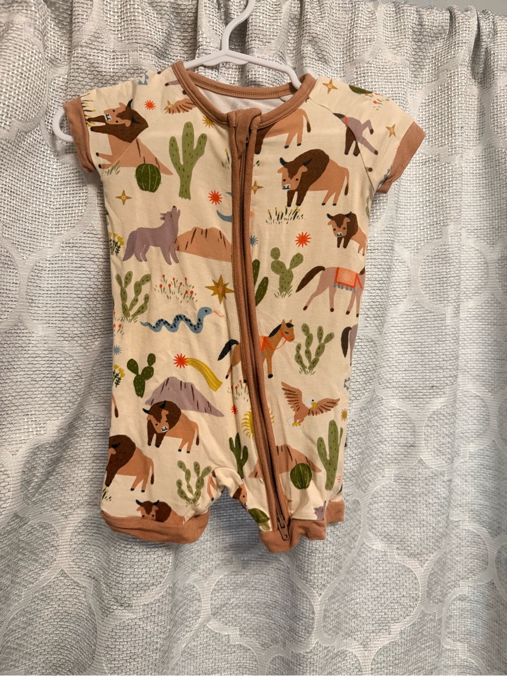 Little Sleepies Cream Desert Animal Short-Sleeve Footie with Tan Trim